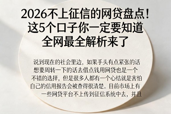 2026不上征信的网贷盘点！这5个口子你一定要知道，全网最全解析来了