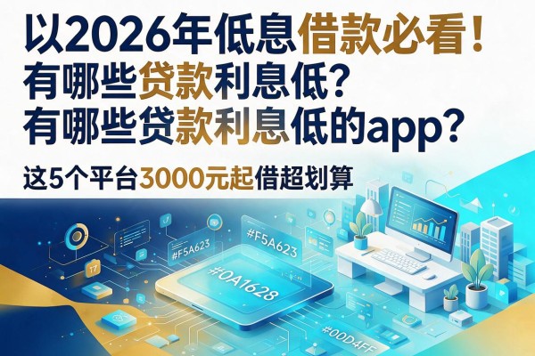 2026年低息借款必看！有哪些贷款利息低的app？这5个平台3000元起借超划算
