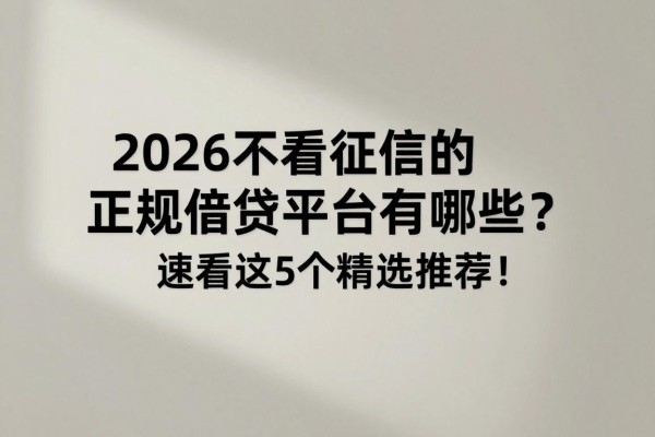 2026不看征信的正规借贷平台有哪些?速看这5个精选推荐!