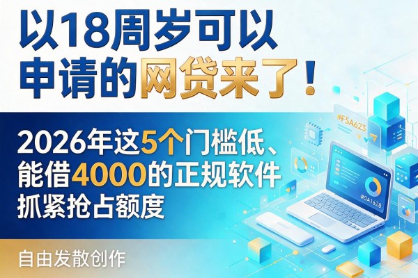 18周岁可以申请的网贷来了！2026年这5个门槛低、能借4000的正规软件抓紧抢占额度