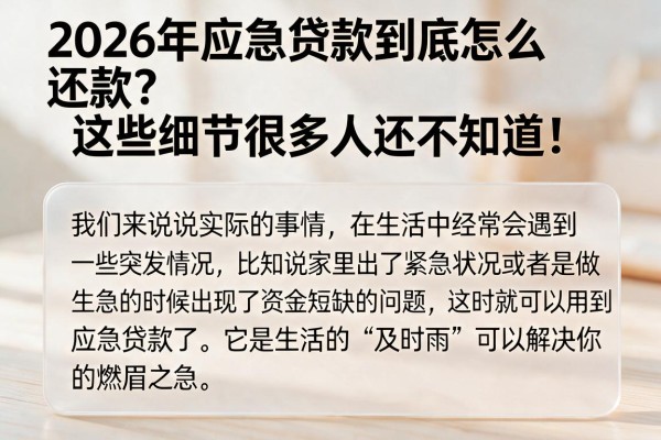 2026年应急贷款到底怎么还款？这些细节很多人还不知道！
