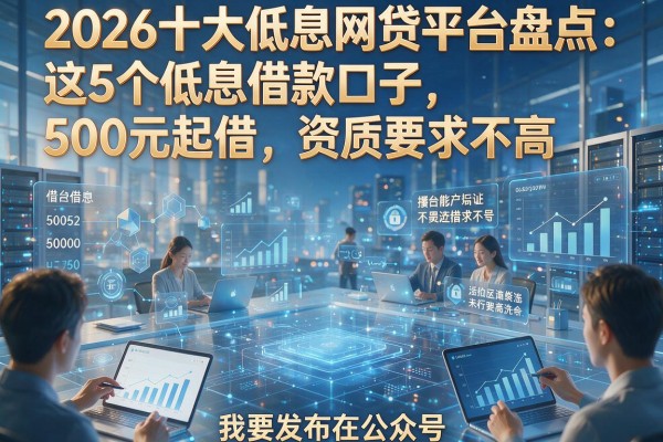 2026十大低息网贷平台盘点：这5个低息借款口子，500元起借，资质要求不高！