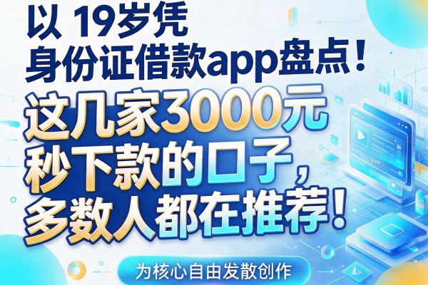 19岁凭身份证借款app盘点：这几家3000元秒下款的口子，多数人都在推荐！