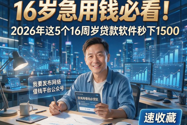 16岁急用钱必看！2026年这5个16周岁贷款软件秒下1500，速收藏！