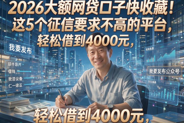 2026大额网贷口子快收藏!这5个征信要求不高的平台,轻松借到4000元