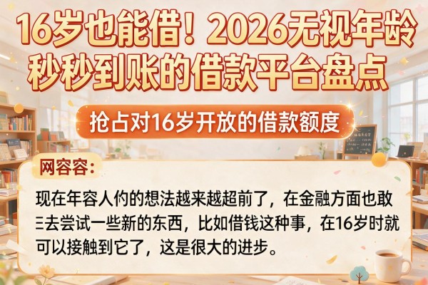 16岁也能借！2026无视年龄秒到账的借款平台盘点，抢占对16岁开放的借款额度