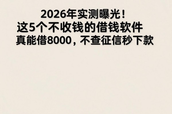 2026年实测曝光!这5个不收钱的借钱软件真能借8000,不查征信秒下款