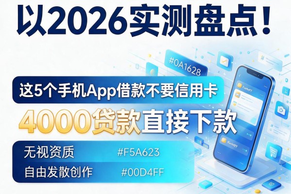2026实测盘点!这5个手机App借款不要信用卡,4000贷款直接下款无视资质