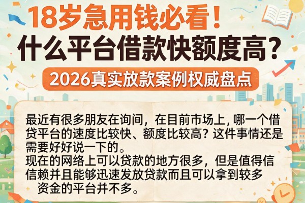 18岁急用钱必看!什么平台借款快额度高?2026真实放款案例权威盘点