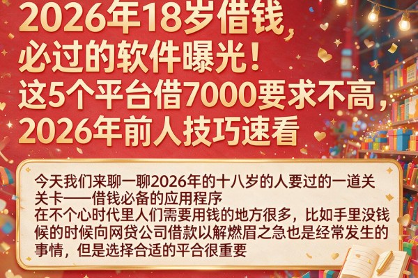 2026年18岁借钱必过的软件曝光！这5个平台借7000要求不高，2026年前人技巧速看