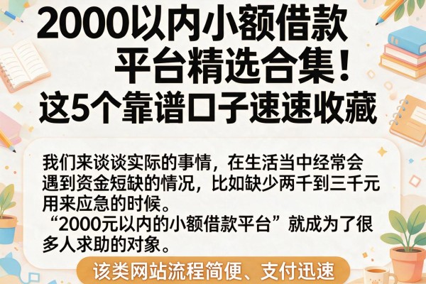 2000以内小额借款平台精选合集!这5个靠谱口子速速收藏