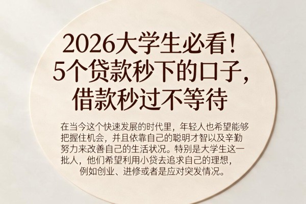 2026大学生必看！5个贷款秒下的口子，借款秒过不等待
