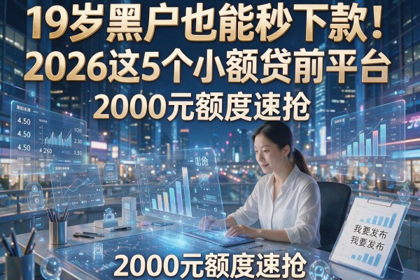 19岁黑户也能秒下款！2026这5个小额贷款平台，2000元额度速抢