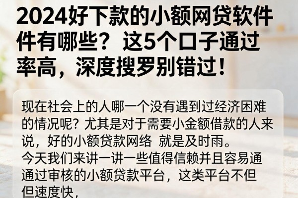 2024好下款的小额网贷软件有哪些？这5个口子通过率高，深度搜罗别错过！