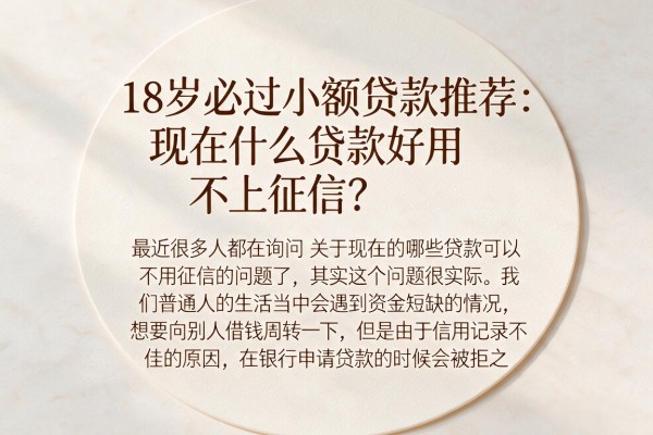 18岁必过小额贷款推荐：现在什么贷款好用不上征信？