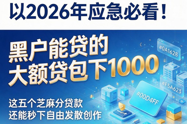 2026年应急必看！黑户能贷的大额贷包下1000，这五个芝麻分贷款还能秒下