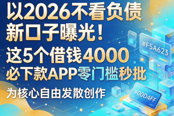2026不看负债新口子曝光!这5个借钱4000必下款APP零门槛秒批