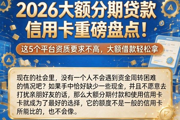 2026大额分期贷款信用卡重磅盘点！这5个平台资质要求不高，大额借款轻松拿