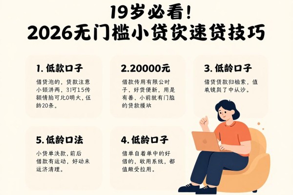 19岁必看！2026无门槛小额贷款速贷技巧，5个借款20000元低龄口子罗列