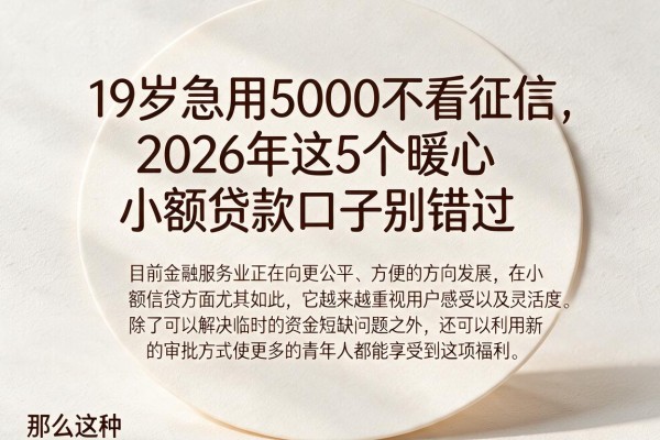 19岁急用5000不看征信,2026年这5个暖心小额贷款口子别错过