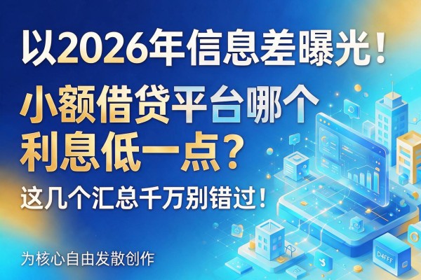 2026年信息差曝光!小额借贷平台哪个利息低一点?这几个汇总千万别错过!