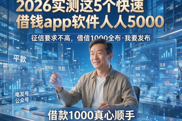 2026实测这5个快速借钱app软件人人5000，征信要求不高借款1000真心顺手