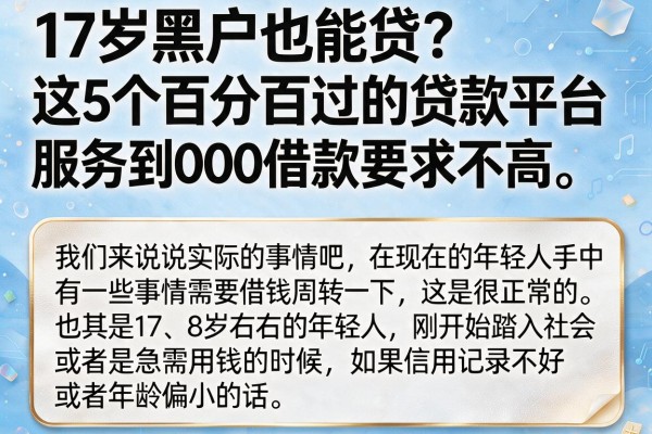 17岁黑户也能贷?这5个百分百过的贷款平台服务到位,5000借款要求不高