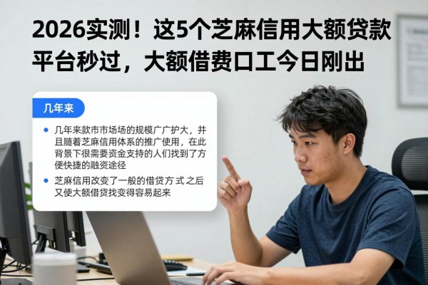 2026实测！这5个芝麻信用大额贷款平台秒过，大额借款口子今日刚出