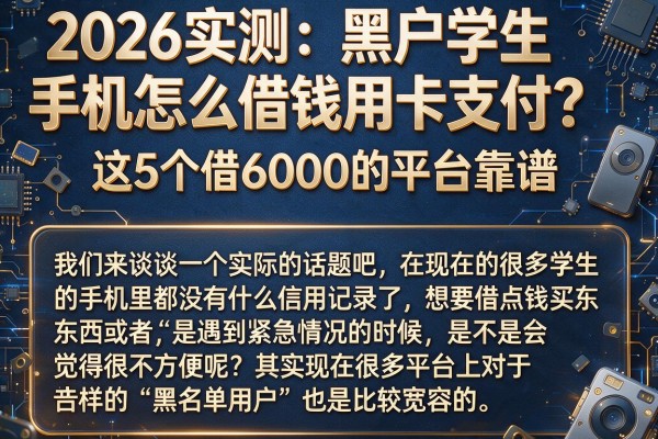 2026实测:黑户学生手机怎么借钱用卡支付?这5个借6000的平台靠谱