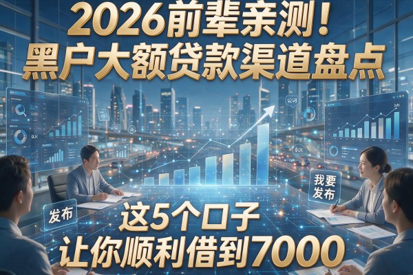 2026前辈亲测!黑户大额贷款渠道盘点,这5个口子让你顺利借到7000