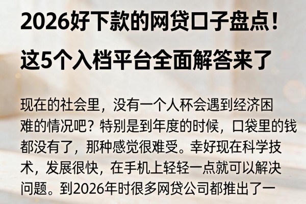 2026好下款的网贷口子盘点!这5个入档平台全面解答来了