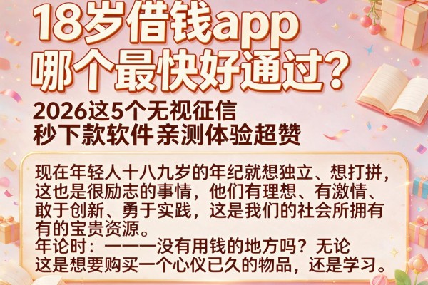 18岁借钱app哪个最快好通过？2026这5个无视征信秒下款软件亲测体验超赞