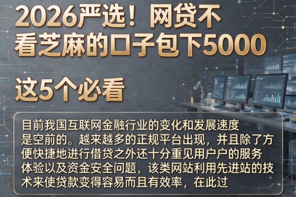 2026严选!网贷不看芝麻的口子包下5000,这5个必看