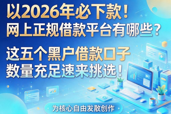 2026年必下款！网上正规借款平台有哪些？这五个黑户借款口子数量充足速来挑选！