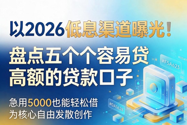 2026低息渠道曝光！盘点五个容易贷高额的贷款口子，急用5000也能轻松借