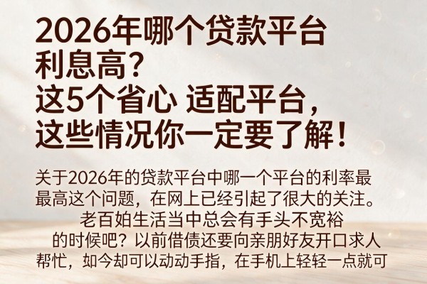 2026年哪个贷款平台利息高?这5个省心适配平台,这些情况你一定要了解!