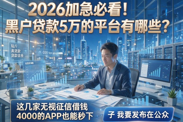 2026加急必看！黑户贷款5万的平台有哪些？这几家无视征信借钱4000的APP也能秒下