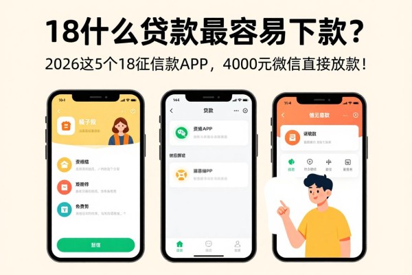 18什么贷款最容易下款？2026这5个18借款APP对征信要求不高，4000元微信直接放款！