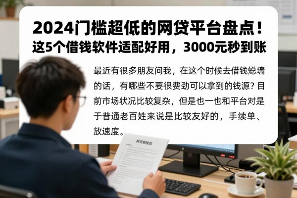 2024门槛超低的网贷平台盘点！这5个借钱软件适配好用，3000元秒到账