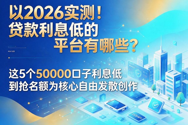 2026实测！贷款利息低的平台有哪些？这5个50000口子利息低到抢名额