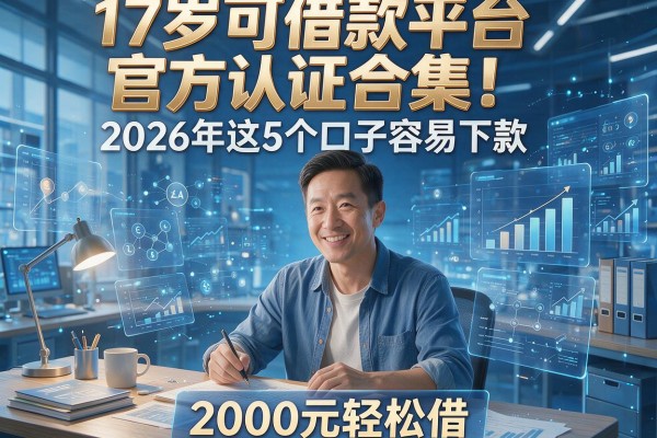 17岁可借款平台官方认证合集！2026年这5个口子容易下款，2000元轻松借