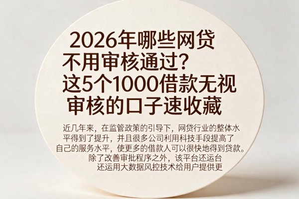 2026年哪些网贷不用审核通过？这5个1000借款无视审核的口子速收藏