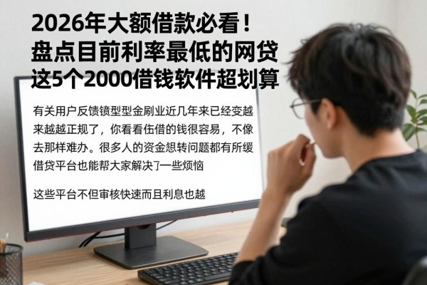 2026年大额借款必看！盘点目前利率最低的网贷，这5个2000借款软件超划算