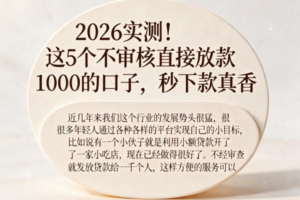 2026实测!这5个不审核直接放款1000的口子,秒下款真香