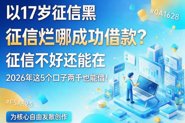 17岁征信黑、征信烂、征信不好还能在哪成功借款？2026年这5个口子两千也能借！