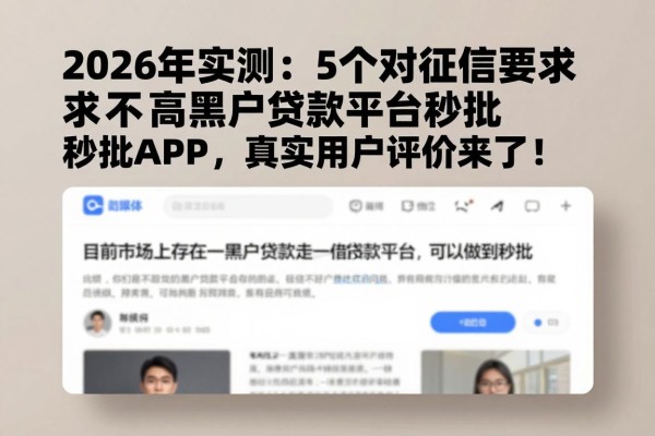 2026年实测：5个对征信要求不高的黑户贷款平台秒批APP，真实用户评价来了！