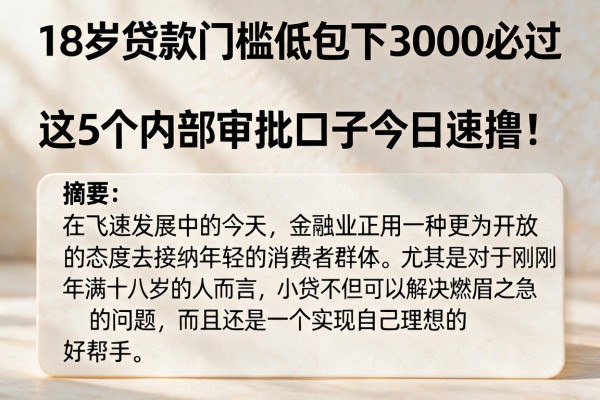 18岁贷款门槛低包下3000必过,这5个内部审批口子今日速撸!