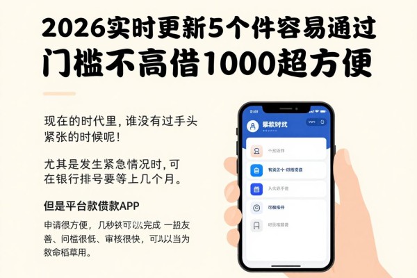 2026实时更新！这5个借款软件容易通过，门槛不高借1000超方便