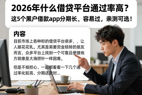 2026年什么借贷平台通过率高?这5个黑户借款app分期长、容易过,亲测可选!