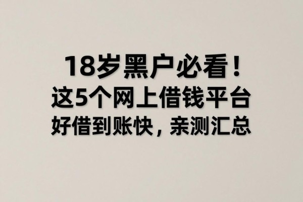 18岁黑户必看！这5个网上借钱平台好借到账快，亲测汇总
